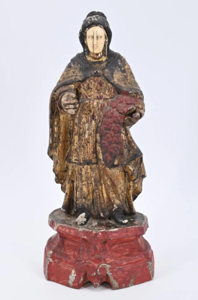 Expertise Vierge en bois polychrome, visage ivoire hippopotame - Artemis Estimations