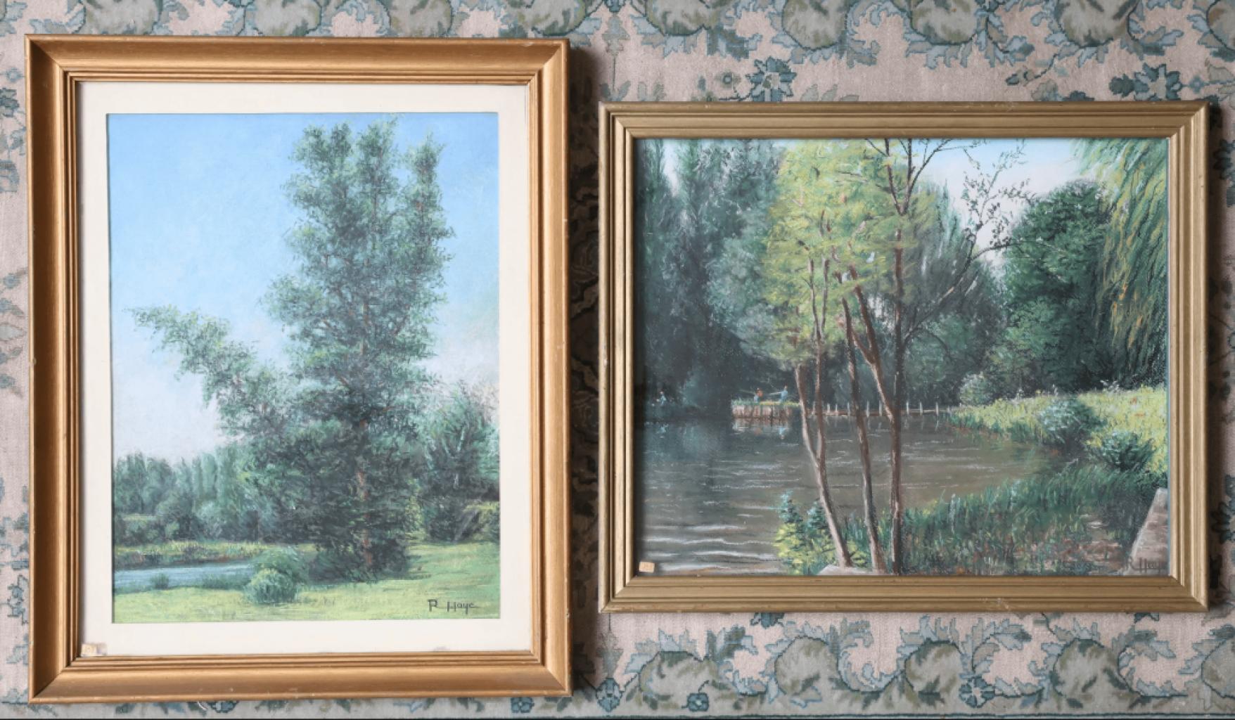 Expertise Deux pastels bord d'étang - Artemis Estimations