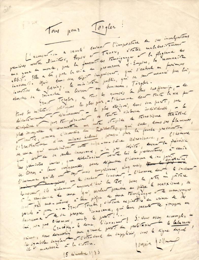 Expertise Romain ROLLAND (1866-1944) - Artemis Estimations